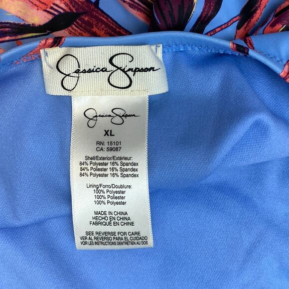 Jessica Simpson Swimwear Bathing Suit One Piece Lilac Floral Tropical Print XL - Picture 4 of 8